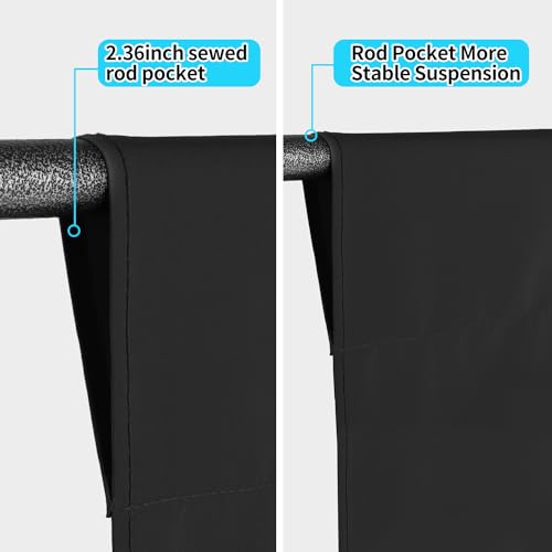 Linhedai 10 x 20 ft Backdrop Background Black Screen Black Backdrop for Photography Video Recording Picture Shooting high Density Polyester Fabric Pure Recording Parties Curtain - Image 4