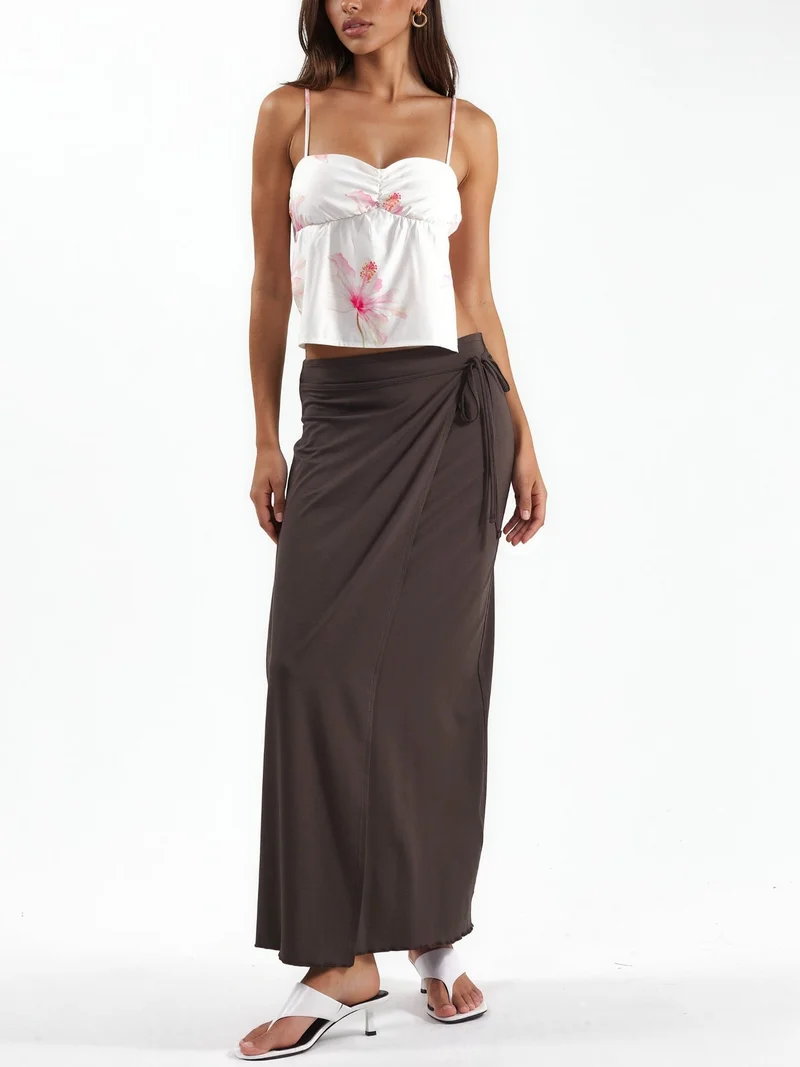 بوسيم BUSEM High Waist Maxi Skirt with Tie Detail