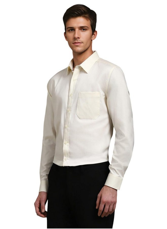 LOUIS PHILIPPE - Louis Philippe Men's Solid Slim Fit Shirt (LPSFMSLPV48973_Light Yellow - Image 1