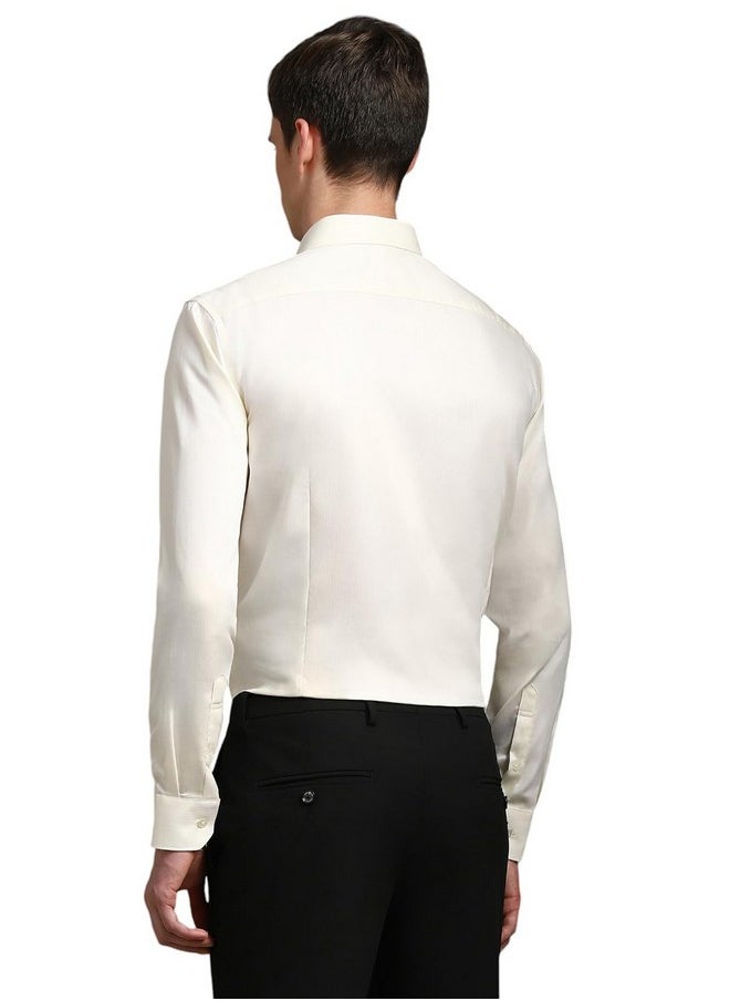 LOUIS PHILIPPE - Louis Philippe Men's Solid Slim Fit Shirt (LPSFMSLPV48973_Light Yellow - Image 1