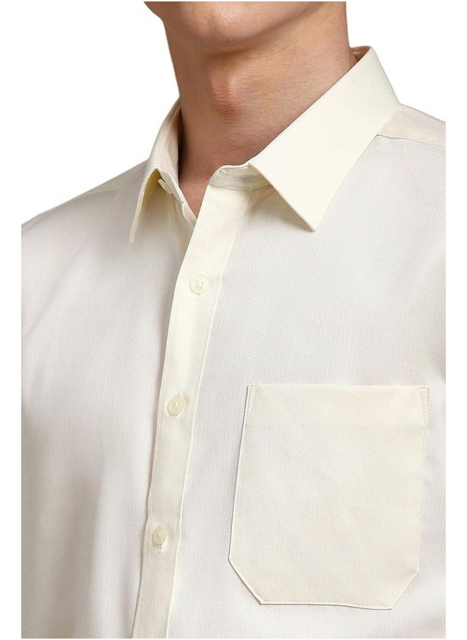 LOUIS PHILIPPE - Louis Philippe Men's Solid Slim Fit Shirt (LPSFMSLPV48973_Light Yellow - Image 1