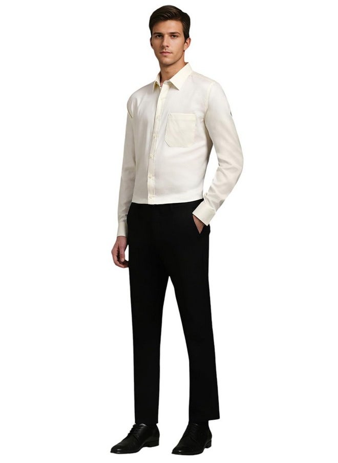 LOUIS PHILIPPE - Louis Philippe Men's Solid Slim Fit Shirt (LPSFMSLPV48973_Light Yellow - Image 1