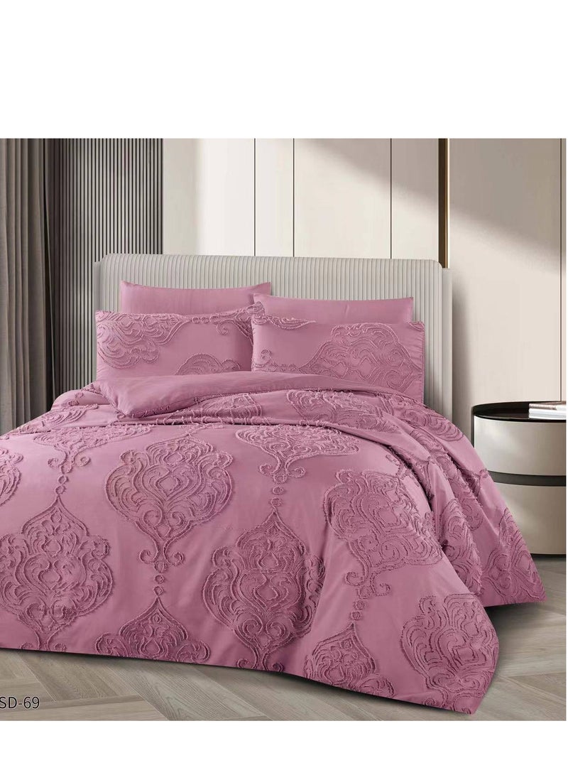 بيج 6 قطع ملاءات سرير بحجم كينغ مجموعة غطاء لحاف 220x240 سم ناعمة مريحة Ac1 مجموعة مفروشات أنيقة