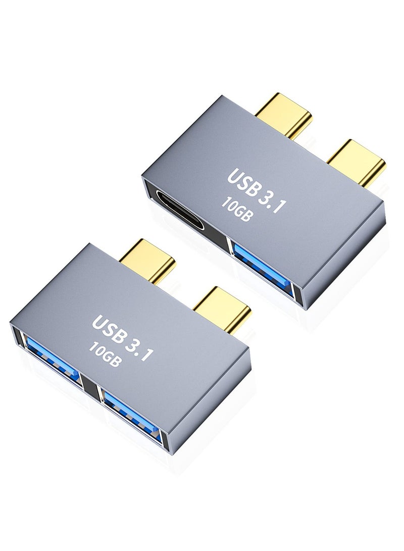 SYOSI 2 Pcs USB C Adapters, 10Gbps Multiport USB C Splitter for MacBook, Type C to USB C and USB A Extender, Type C to Dual USB 3.1 Hub Compatible with MacBook Pro/Air, Support PD 100W - Image 1