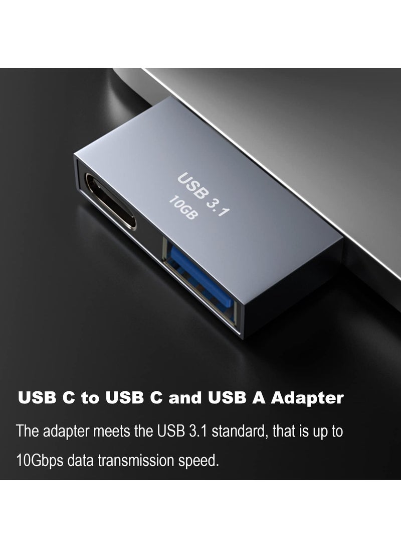 SYOSI 2 Pcs USB C Adapters, 10Gbps Multiport USB C Splitter for MacBook, Type C to USB C and USB A Extender, Type C to Dual USB 3.1 Hub Compatible with MacBook Pro/Air, Support PD 100W - Image 2