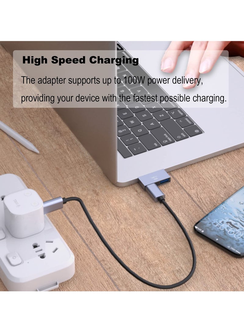 SYOSI 2 Pcs USB C Adapters, 10Gbps Multiport USB C Splitter for MacBook, Type C to USB C and USB A Extender, Type C to Dual USB 3.1 Hub Compatible with MacBook Pro/Air, Support PD 100W - Image 5