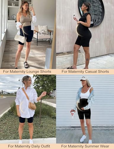 KIM S Maternity Shapewear for Dresses Fall Plus Size Maternity Clothes Dress for Baby Shower Panties Photoshoot Pregnancy Support Biker Shorts (Black XL) - Image 2