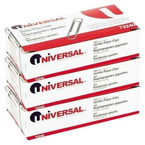 Universal Nonskid Paper Clips, Wire, Jumbo, Silver-100 ct, 3 pk - Image 3