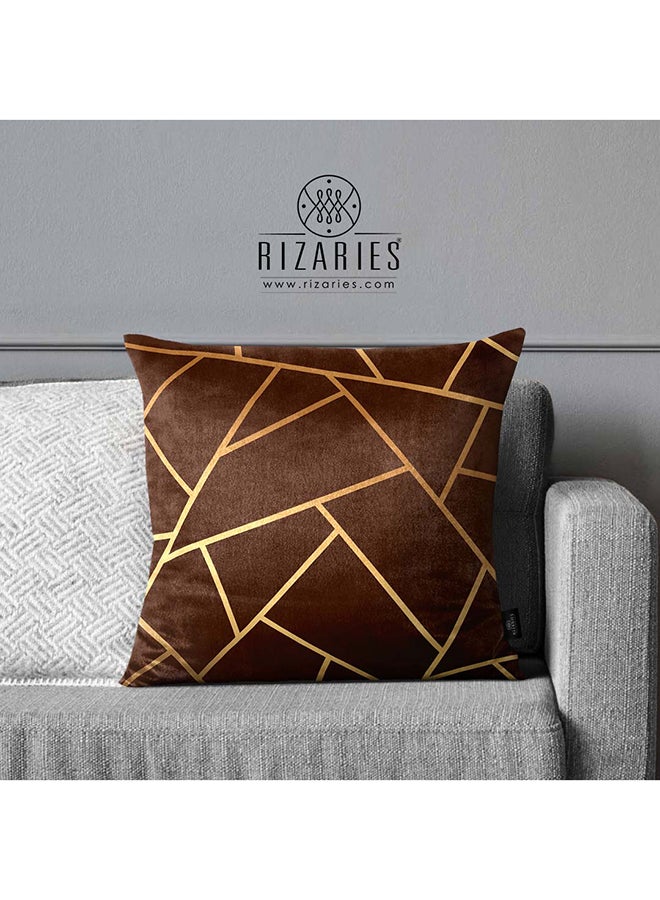 RIZARIES SuperSoft Brown Geo Throw Pillow - Image 1