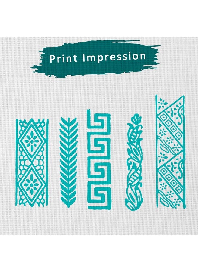 Hashcart Hashcart Wooden Stamp Block, Printing Stamp Design | Set of 5 | Block for Printing Saree Border | Dresses, Craft Card Making, Scrapbook, Clay Pottery  - Image 3