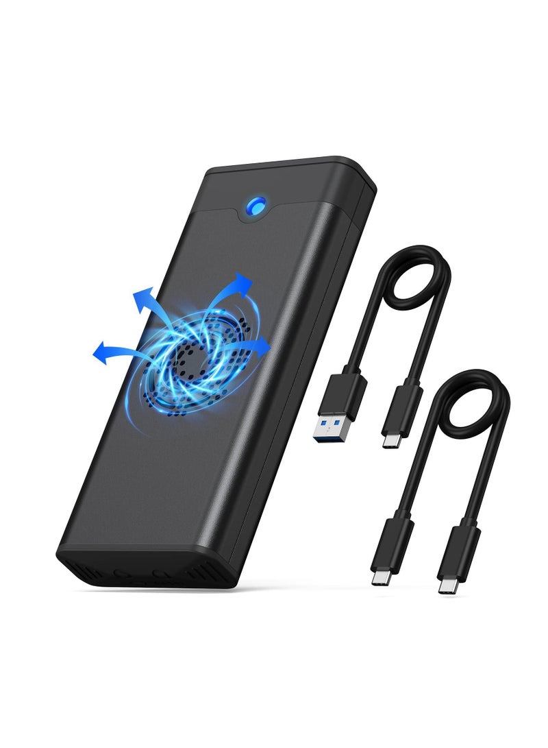 XiuWoo KASTWAVE M.2 NVME SATA SSD Enclosure Adapter Reader, with Cooling Fan, Tool-Free USB C 3.1 Gen 2,10 Gbps NVME, 6Gbps SATA,Chips RTL9210B External Solid State Drive for PCIe 2280, 2260, 2242 M Key - Image 1