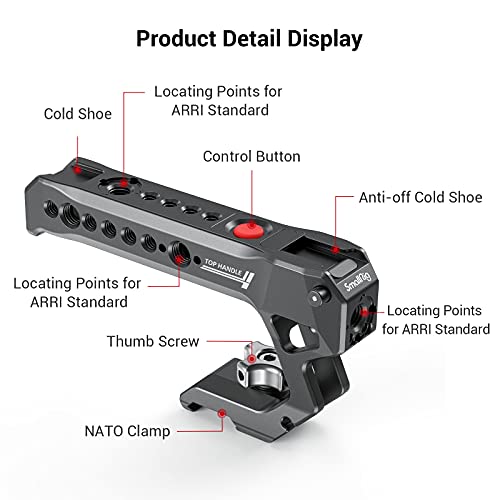 SMALLRIG Top Handle with Record StartStop Remote Trigger for ARRI 3816 Hole Compatible with Sony A7 III FX3 A6600 for Canon R5II R5C for FUJIFILM XH2S XT5 for Panasonic S5 II GH5 - Image 3