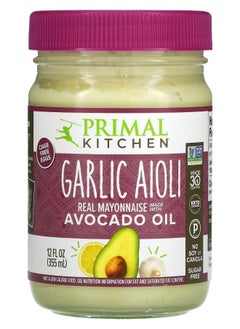 Primal Kitchen Real Mayonnaise Made with Avocado Oil Garlic Aioli Mayo  12 fl oz (355 ml) 