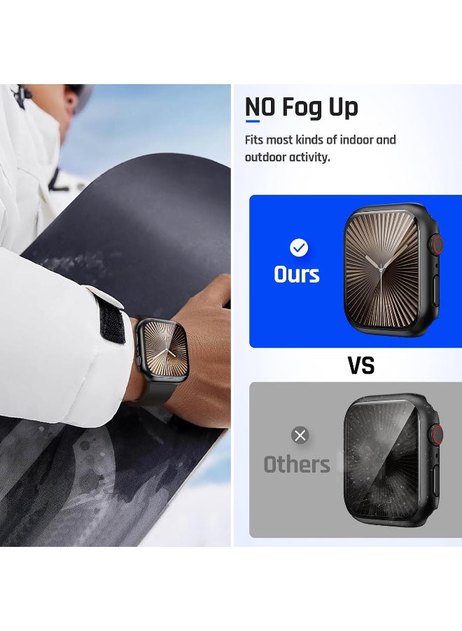 Tempered Glass Bumper Case for Apple Watch Series 10 46mm, Waterproof Hard PC Full Screen Protector Cover – Matte Black - Image 5