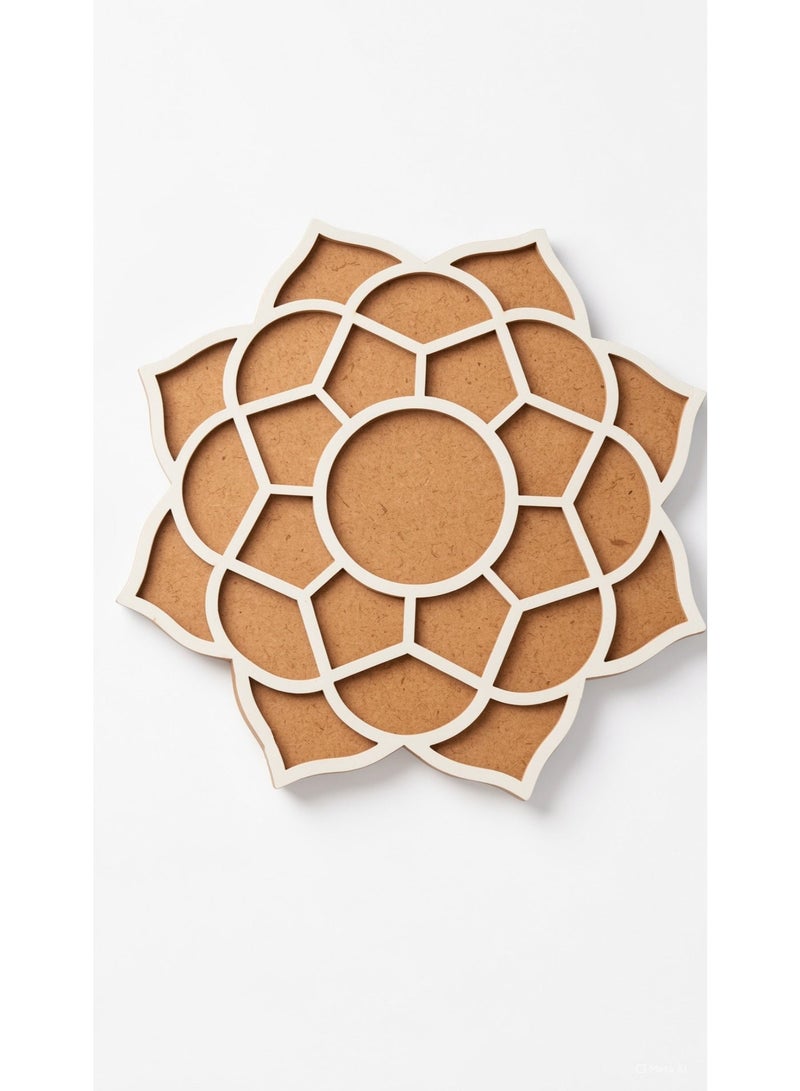 Divine Design Lotus Flower Rangoli Tray Stencil, MDF, Multicolour, Mandala Design, Festive Diwali Decor - Image 2