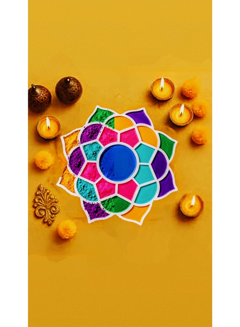 Divine Design Lotus Flower Rangoli Tray Stencil, MDF, Multicolour, Mandala Design, Festive Diwali Decor - Image 3