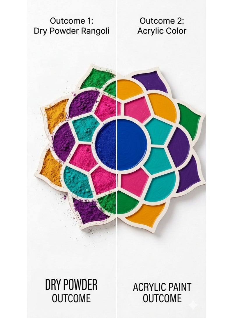 Divine Design Lotus Flower Rangoli Tray Stencil, MDF, Multicolour, Mandala Design, Festive Diwali Decor - Image 4