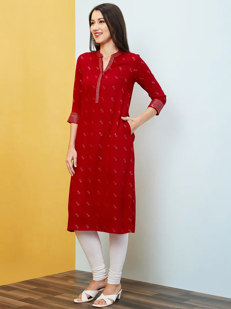 globus Women Geometric Printed Straight Kurta
