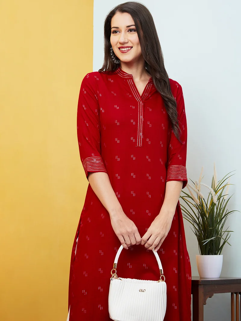 globus Women Geometric Printed Straight Kurta
