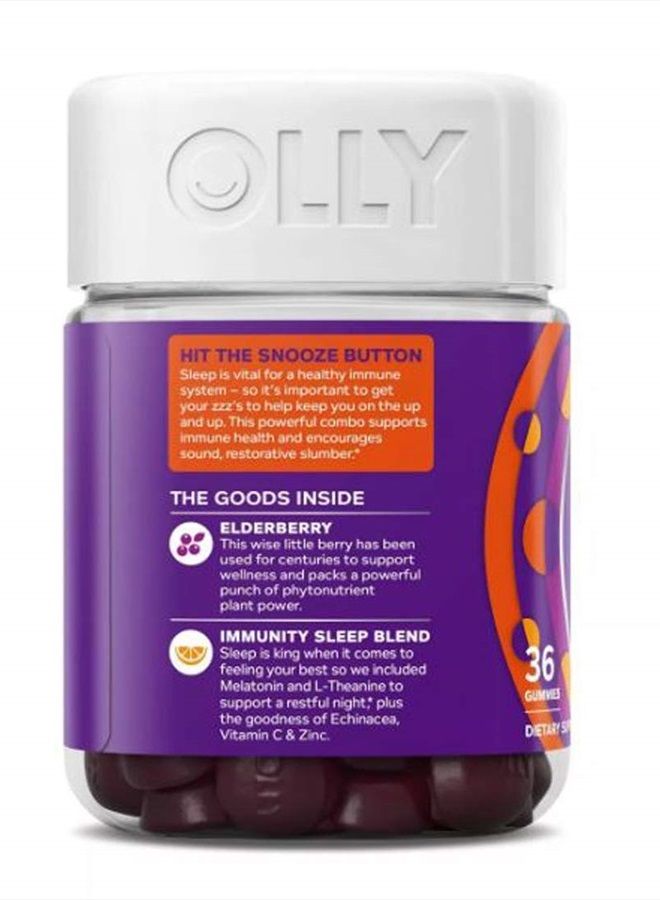 OLLY Immunity Sleep + Elderberry Gummy! 36 Gummies Midnight Berry Flavor! Formulated with Melatonin, chinacea, Vitamin C & Zinc! Supports Restful Sleep and Immune System! Choose Your Pack! (2 Pack) - Image 4