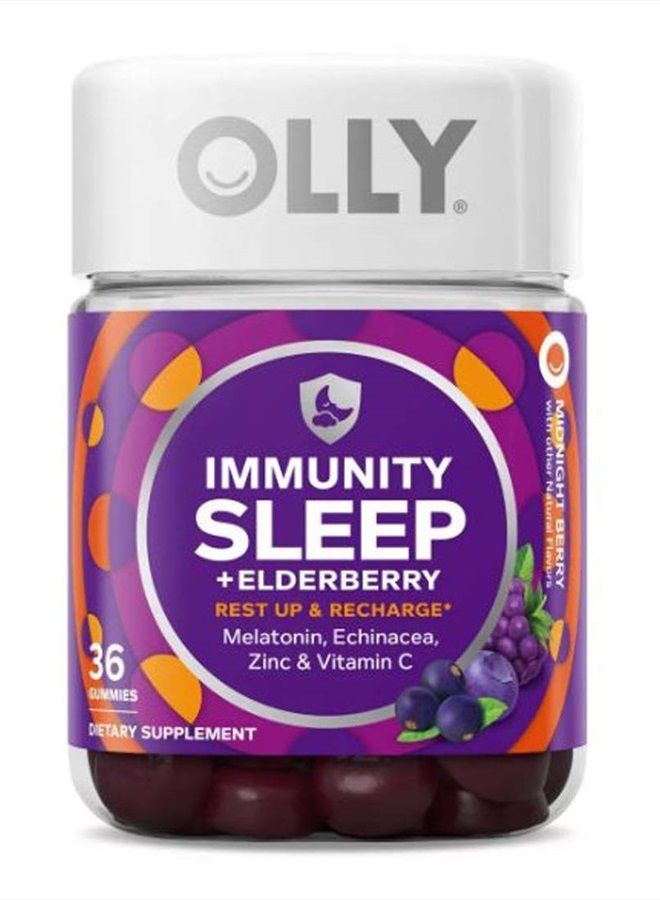 OLLY Immunity Sleep + Elderberry Gummy! 36 Gummies Midnight Berry Flavor! Formulated with Melatonin, chinacea, Vitamin C & Zinc! Supports Restful Sleep and Immune System! Choose Your Pack! (2 Pack) - Image 2