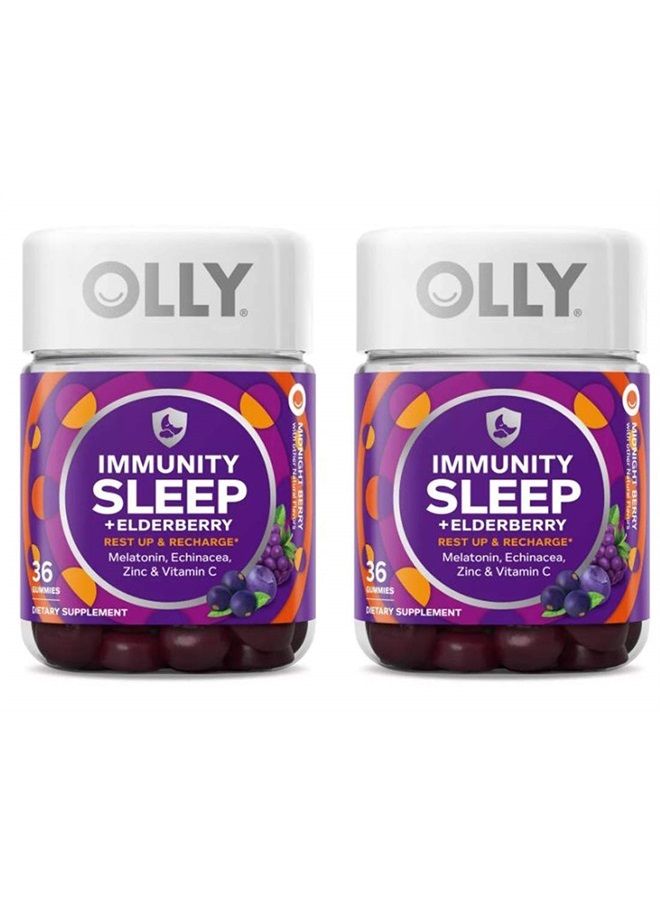 OLLY Immunity Sleep + Elderberry Gummy! 36 Gummies Midnight Berry Flavor! Formulated with Melatonin, chinacea, Vitamin C & Zinc! Supports Restful Sleep and Immune System! Choose Your Pack! (2 Pack) - Image 1