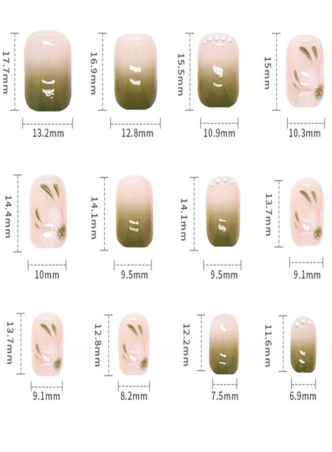Vezocim 24PCS Full Cover Reusable False Nails Kits, Short Length Press On Nails, Artificial Acrylic Fake Nails for Women, Camellia Flower Design, Glue On Nails for Nail Art - Image 4