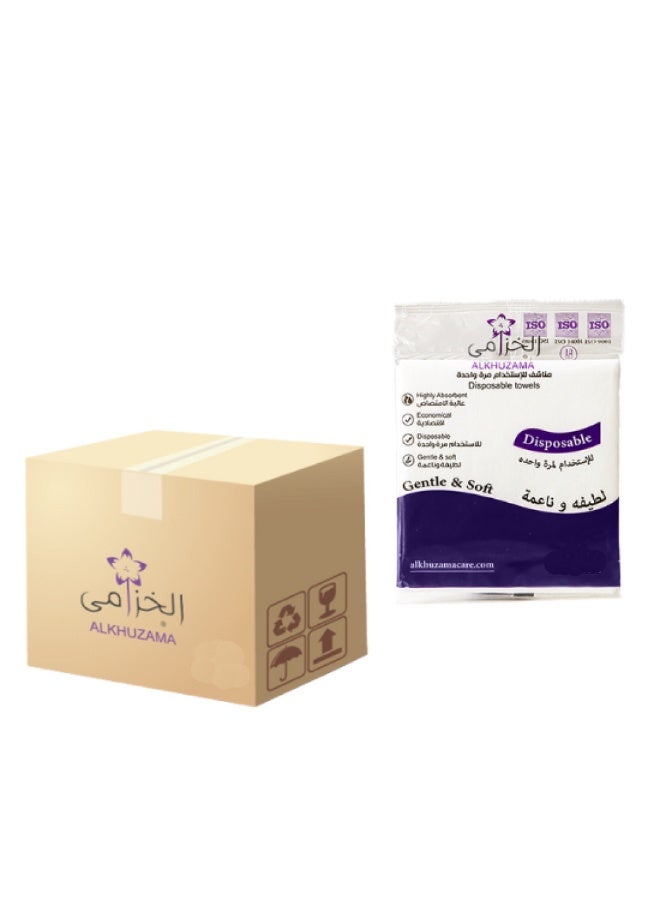 كرتون يحتوي على 8  شدات مناشف للاستعمال مرة واحدة 160×80 سنتي متر عالية الأمتصاص لطيفة وناعمة : ويوجد في كل شدة 25 قطعة