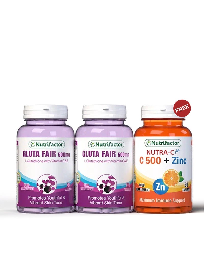 نيوتريفاكتور مجموعة توهج البشرة من الجلوتاثيون وفيتامين سي - 2 جلوتا فير + 1 نوترا سي مجانًا - Image 1