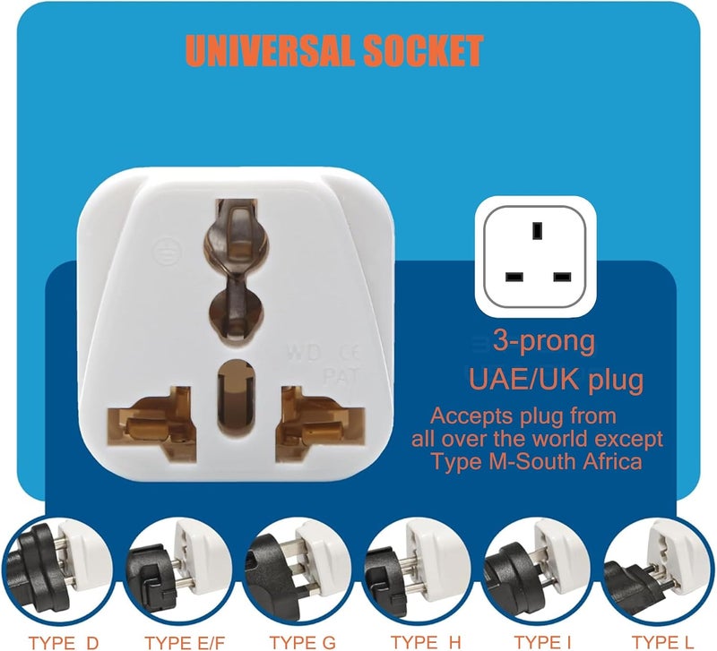 4 Pack World to SA Travel Plug Adaptor With UK Safety Standards Accepts US, Europe, Australia,US to UK SA UAE HK SG Travel Plug Adapter 10A 1800W - Image 1