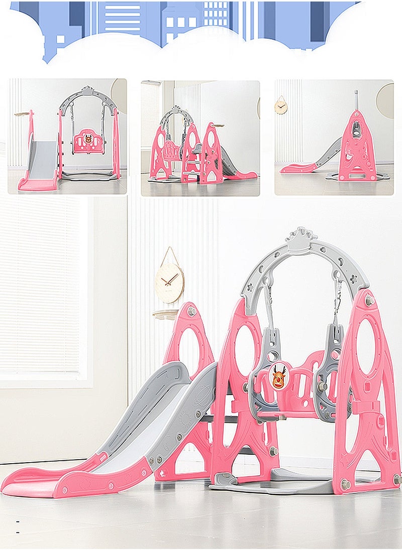 MaBaby 4 in 1 Kids Slide and Swing Set, Indoor/Outdoor Playground for Kids Baby with Basketball Hoop, Climber Slide Toddlers Playset for Boys and Girls Backyard Playground  - Image 2