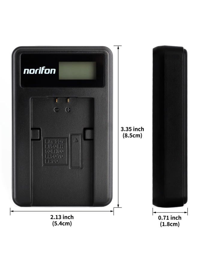 Norifon NP-FH50 LCD USB Charger for Sony DCR-DVD108 DCR-DVD610 DCR-DVD105 DCR-HC21 DCR-HC52 DCR-HC38 DCR-SR45 DCR-SR47 DCR-SX85 DCR-SX45 DCR-SX44 HDR-SR11 HDR-SR12 HDR-XRXR12 160 Camera and More - Image 5