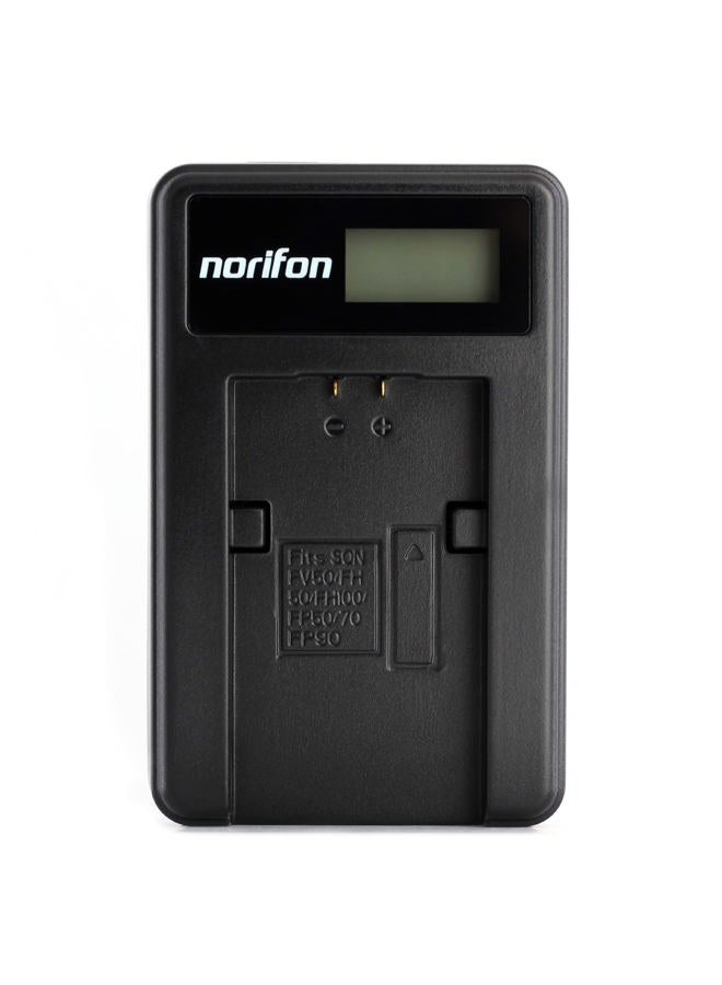 Norifon NP-FH50 LCD USB Charger for Sony DCR-DVD108 DCR-DVD610 DCR-DVD105 DCR-HC21 DCR-HC52 DCR-HC38 DCR-SR45 DCR-SR47 DCR-SX85 DCR-SX45 DCR-SX44 HDR-SR11 HDR-SR12 HDR-XRXR12 160 Camera and More - Image 1