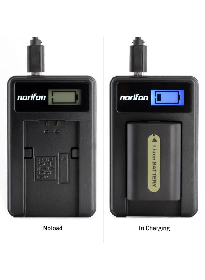 Norifon NP-FH50 LCD USB Charger for Sony DCR-DVD108 DCR-DVD610 DCR-DVD105 DCR-HC21 DCR-HC52 DCR-HC38 DCR-SR45 DCR-SR47 DCR-SX85 DCR-SX45 DCR-SX44 HDR-SR11 HDR-SR12 HDR-XRXR12 160 Camera and More - Image 3