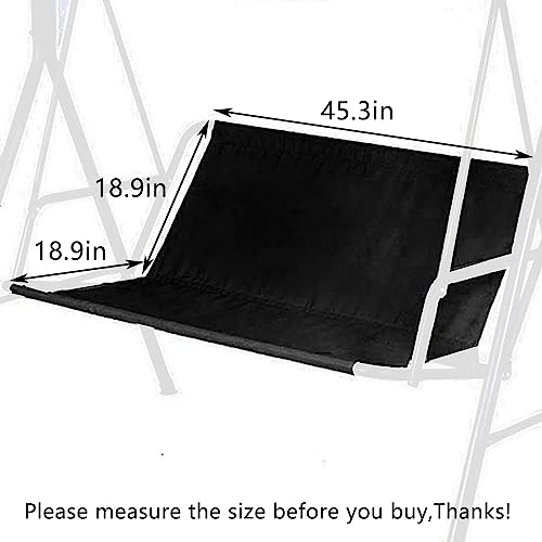 Typutomi Swing Seat Cover Replacement, 600D Thickened Oxford Waterproof Chair Bench Replacement Cover Outdoor Swing Cushion Cover for 2/3 Seat Patio Garden Swing Chair(Black, S - 45.3x18.9x18.9in) - Image 3