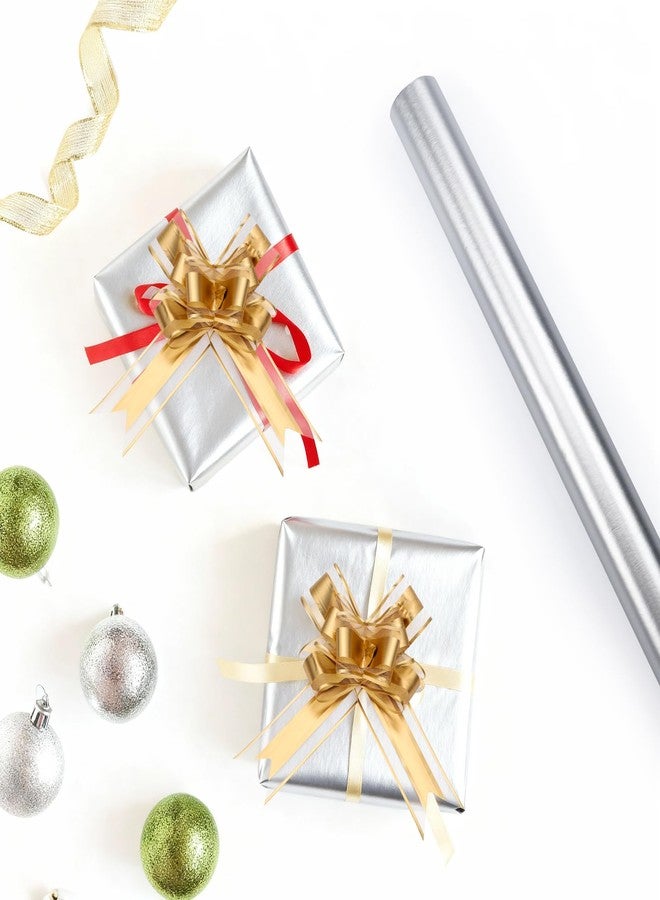 EUSOAR Silver Wrapping Paper, 1 Roll 17 in x 32.8ft Solid Color Matte Gift Wrap with 10pcs Gold Pull Bows, Gift Wrapping Paper Crafts DIY Packaging Supplies for Wedding Birthday Holiday Bridal Party - Image 4