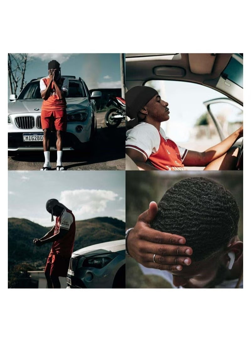 Silky Durag Men Soft Silk Durags 360 Waves Headwraps Unisex Cap Bandana Turban Hat with Long Tails and Wide Straps 4 Pcs - Image 2