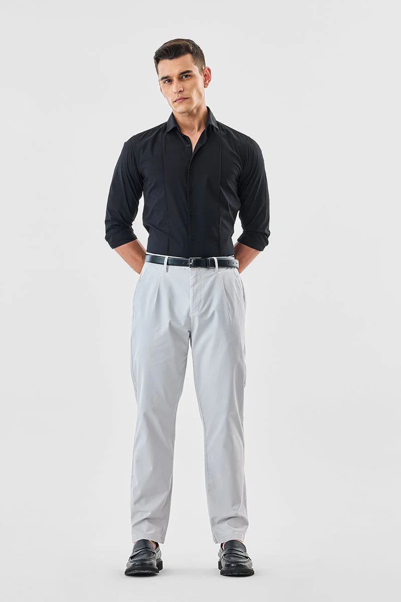 SNITCH Off White Stretch Carrot Fit Trousers for Men | Best Price UAE