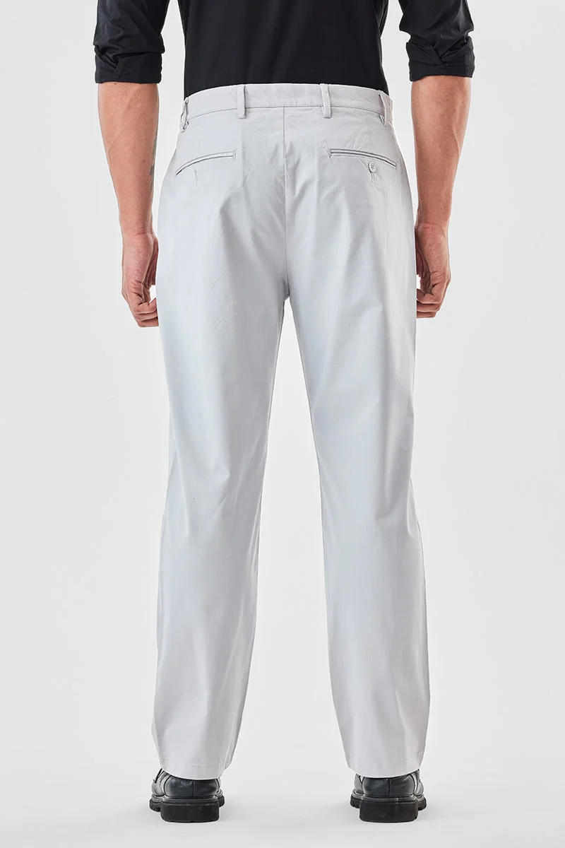 SNITCH Off White Stretch Carrot Fit Trousers for Men | Best Price UAE