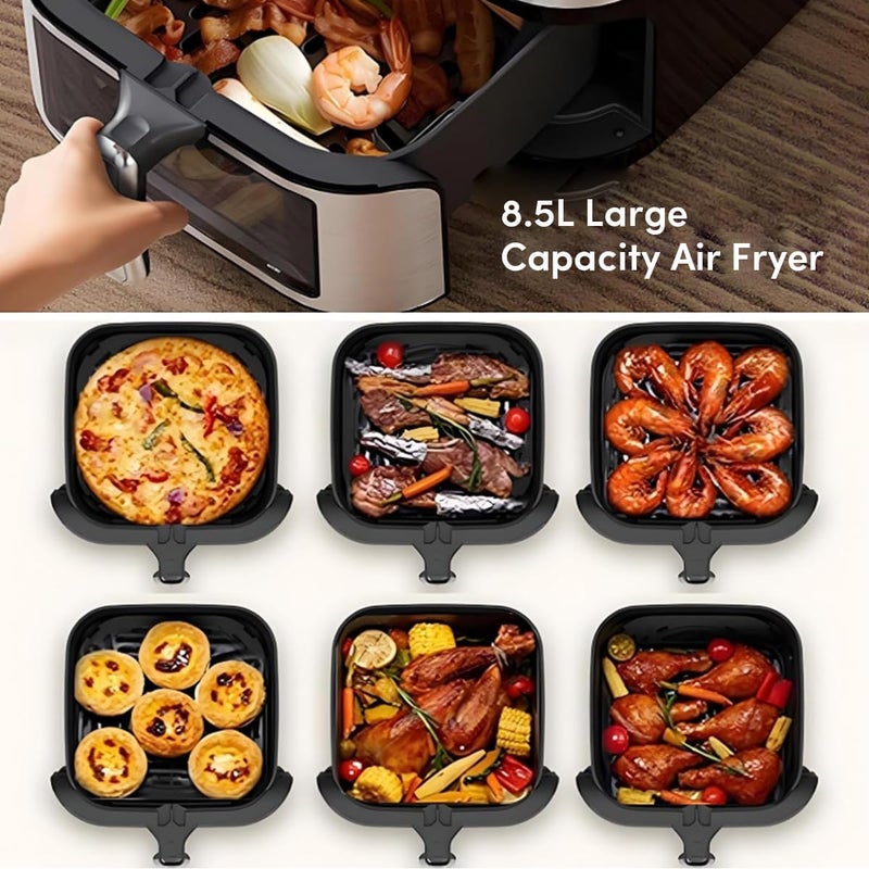 MITCMOLARD Air Fryer Stainless Steel, 8.5 L Flip-Free Visual Window, 6 Preset Programs | Stainless Steel Airfryer, Digital Rapid, قلاية هوائية, Rapid Hot Air Circulation Technology - Image 3