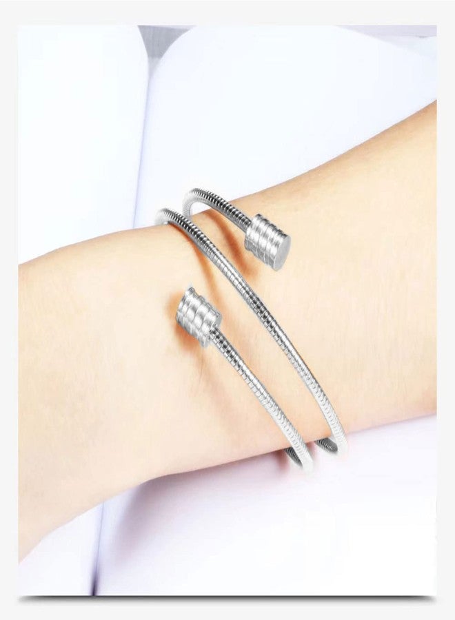 كون بيد سوار كونبيد الفضي المصنوع من الفولاذ المقاوم للصدأ، بتصميم كابل مزدوج ملتوي، مناسب لأعياد الميلاد، سوار حب قابل للتعديل، مجوهرات للنساء - Image 3