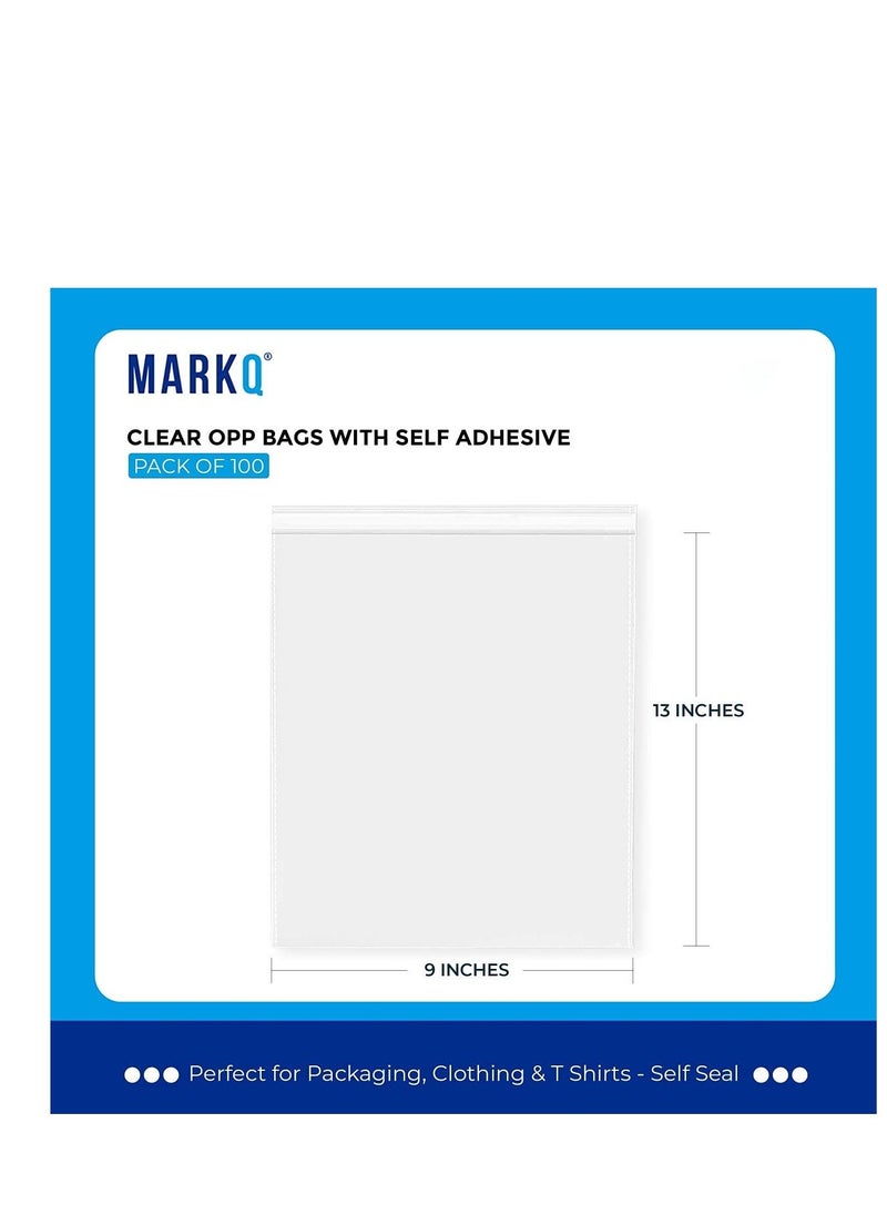 MARKQ 9 x 13 inches Clear Resealable Poly Mailers Bag, [100 Piece] Self-Sealing Plastic Cellophane Cello Bags for Packaging, Clothing, Pants, A4 Documents, Photos  - Image 2