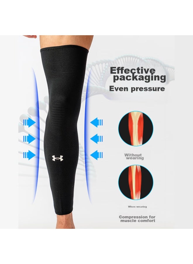 UNDER ARMOUR Underarmour Sports Full Leg Knee Pads Protective Gear For Men And Women, Fitness Training, Cycling, Running, Soccer, Basketball, Socks, Black, Size L  - Image 2