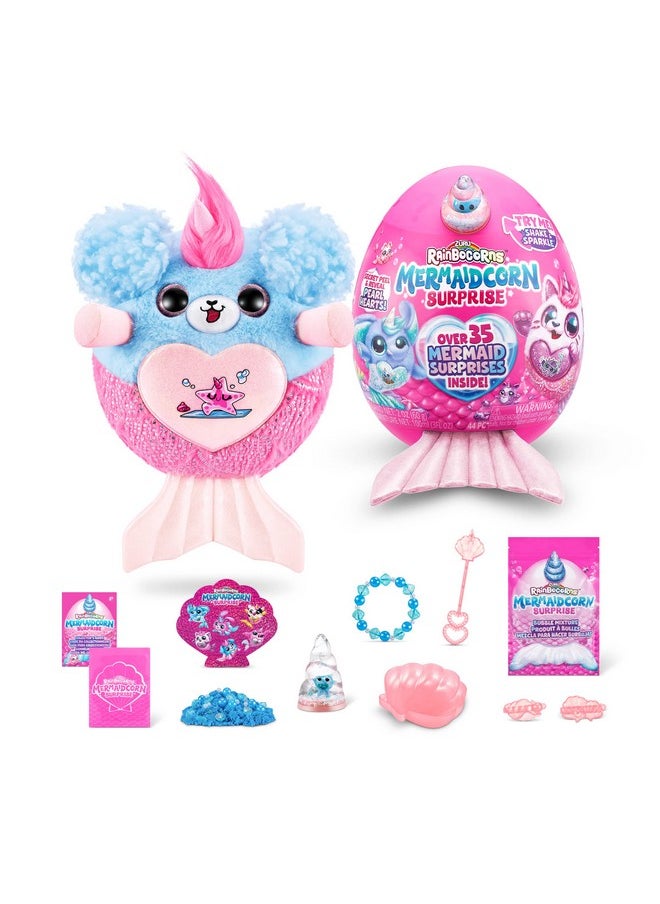 Rainbocorns Mermaidcorn (Puppy) By Zuru, Collectible Plush, Mermaid Surprises, Cuddle Plush Stuffed Animal, Surprise Egg, Stickers, Magic Sands & Bubble Mixture, For Girls 3+ Up  - Image 1