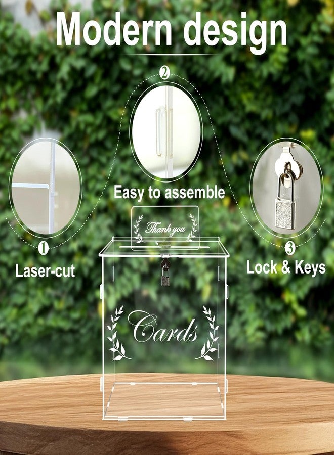 أور ورم صناديق بطاقات شفافة من OurWarm مزودة بقفل - صندوق هدايا وحامل نقود لحفلات الاستقبال، والذكرى السنوية، وحفلات ما قبل الزفاف، وديكورات حفلات الزفاف الريفية، وأعياد الميلاد، وحفلات التخرج - Image 4