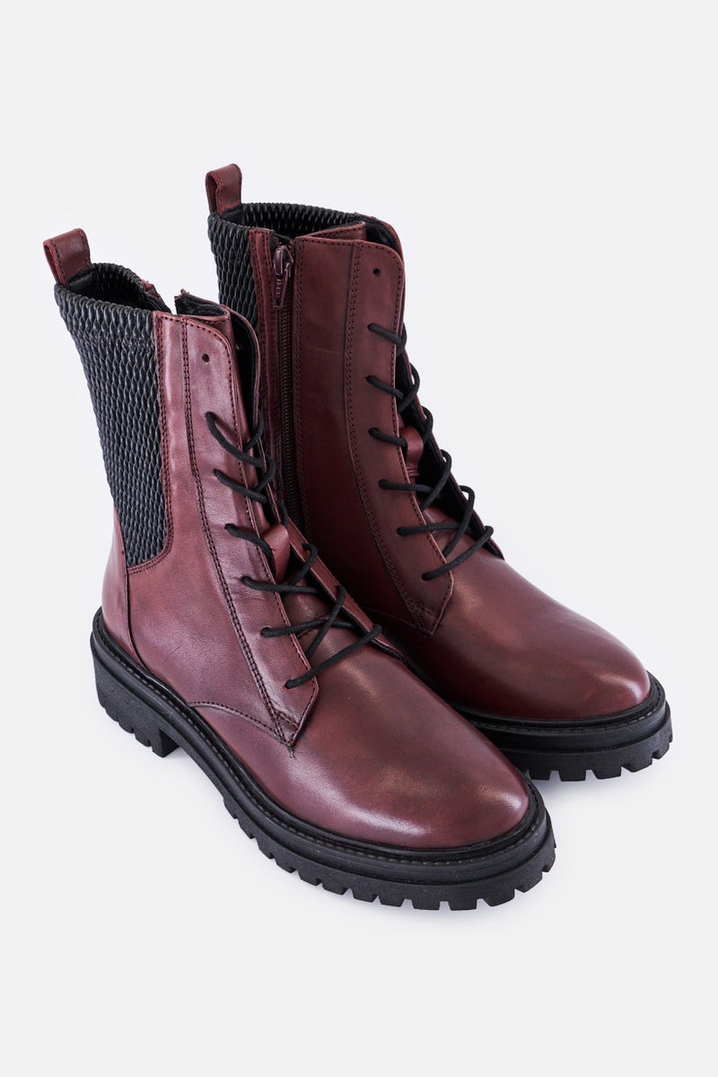 GEOX Women D Iridea Duck Toe Lace Up Ankle Snow Boots, Bordeaux - Image 2