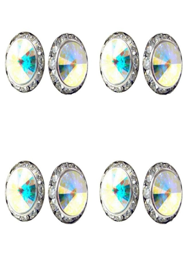 DOLON 4 Pairs 20mm Round Shaped Acrylic Stone Post Earrings for Womens Wedding Dance Costume Casual Wear Stage Jewelry Mothers Day Gift AB - Image 1