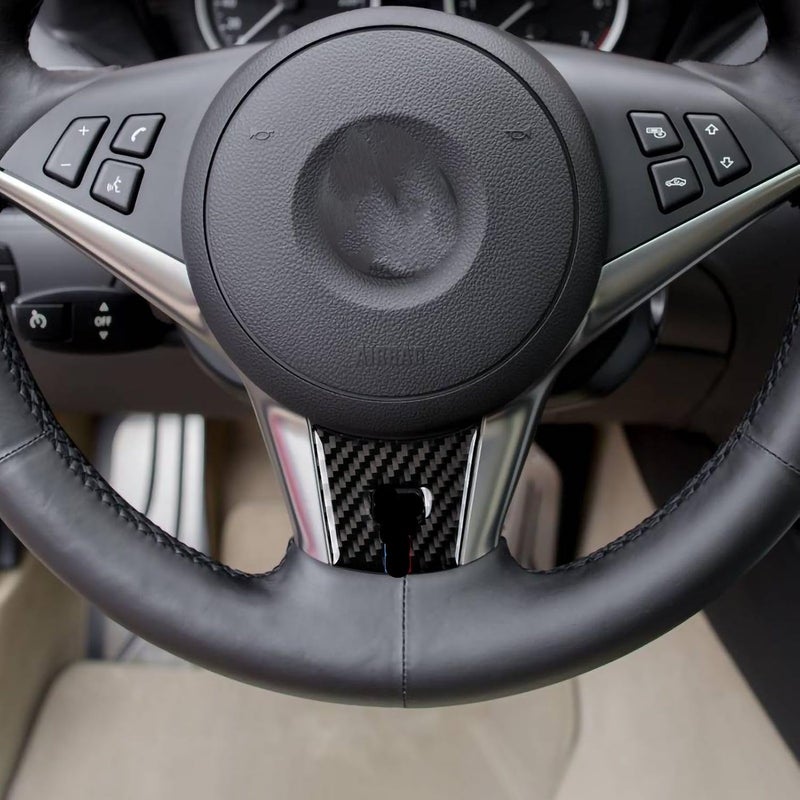 QASULER Carbon Steering Wheel Trim Cover for BMW E63 E64 - Image 5