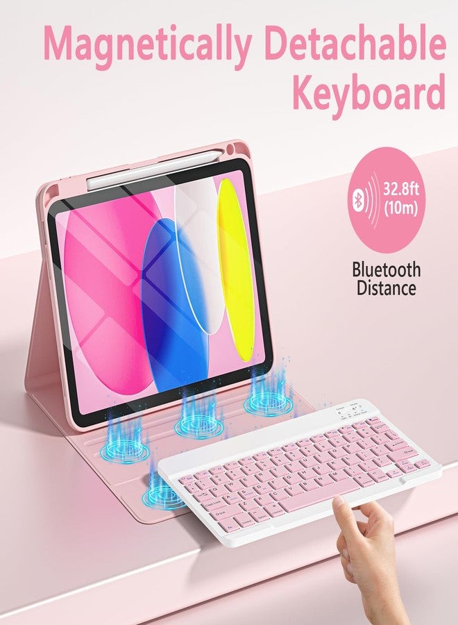 تاييانج جراب TaIYanG لجهاز iPad A16 من الجيل الحادي عشر/العاشر مع لوحة مفاتيح - جراب لوحة مفاتيح بلوتوث قابل للفصل مع حامل قلم، رفيع وخفيف - غطاء قابل للطي لجهاز iPad مقاس 11 بوصة A16 2025 من الجيل العاشر و10.9 بوصة 2022 (وردي) - Image 4