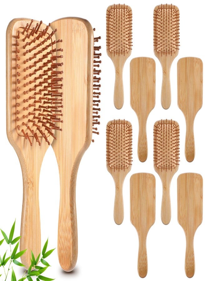 Limbeuuu 10 Pcs Bamboo Hair Brushes for Women Bulk Wooden Paddle Brush Scalp Massage Bamboo Bristles Anti Static Men Engraving DIY Gift for Father's Day Wedding(Natural,9.65'' X 3.35'') - Image 1